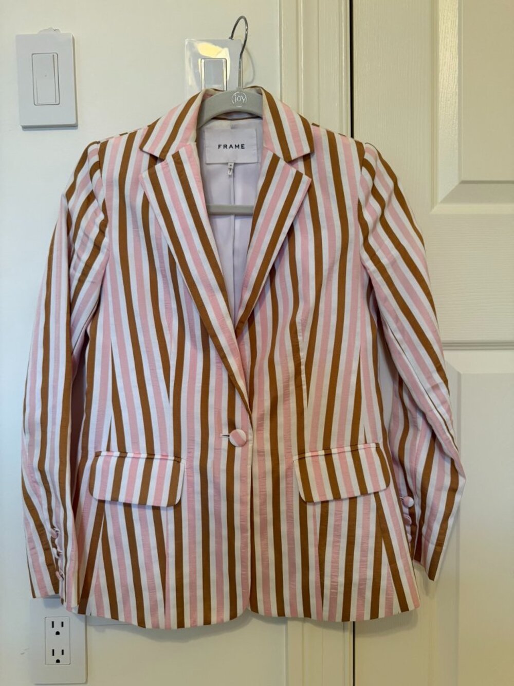 Frame Pink, Tan & White Striped Blazer  - Like New - Size 0
